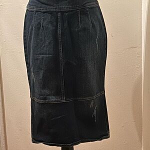 Vintage Newport News Jeanology Collection High Waisted Distressed Denim Skirt